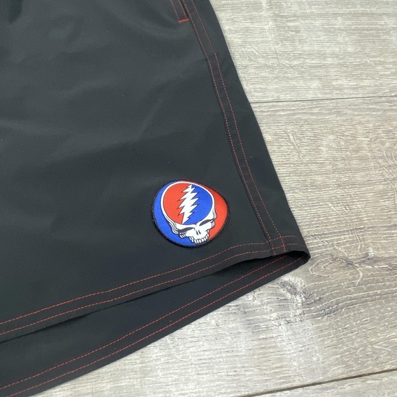 Birdwell Shorts Mens Large Black Grateful Dead Checkerboard Swim Trunks - Picture 2 of 8